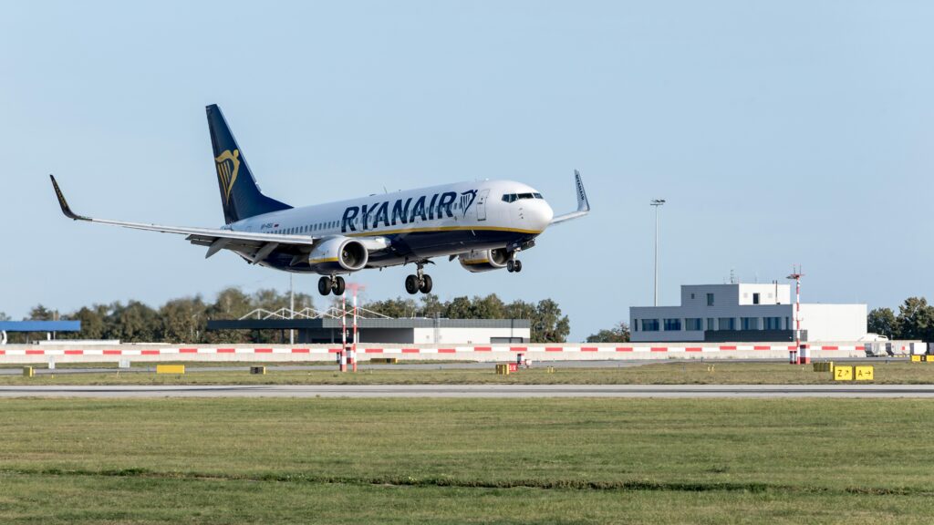 Ryanair flight in the sky