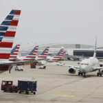 American AIrlines Airbus A321 flight diverted to Las Vegas due to mechanical issue. Picture shows American AIrlines flight on the tarmac