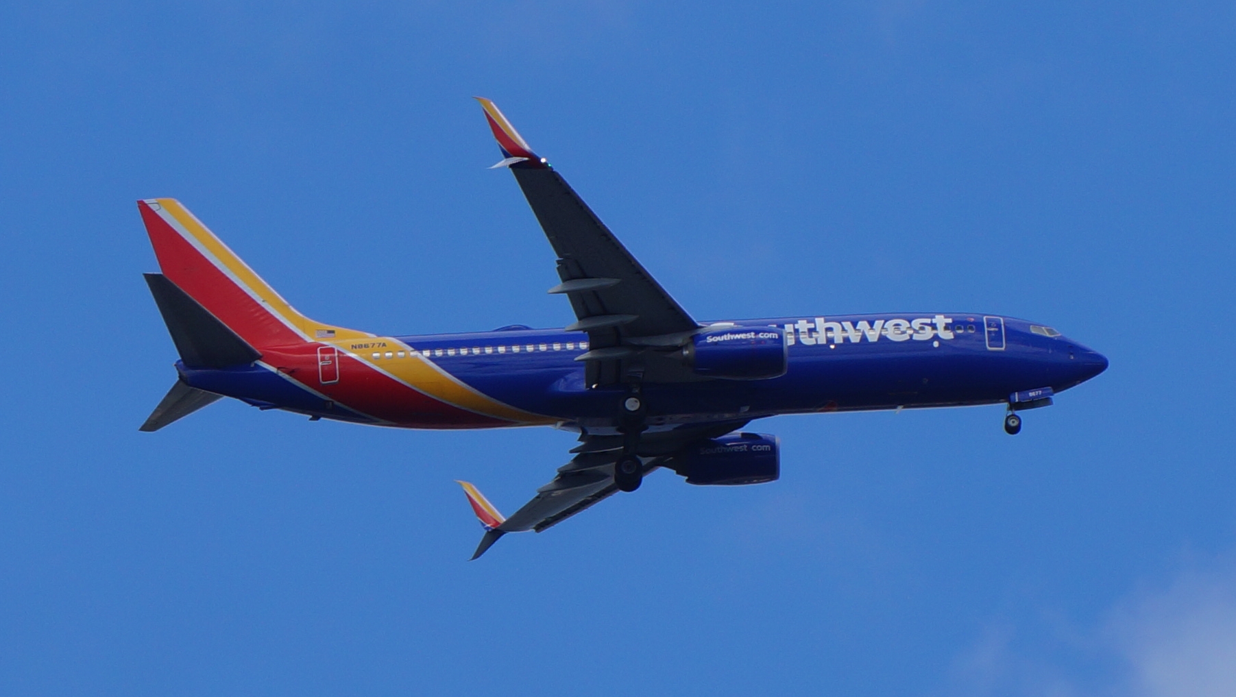 Commercial flight in the air during air travel