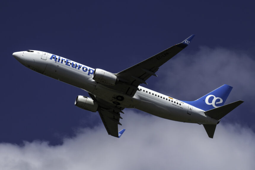An Air Europa Boeing 737 taking off.