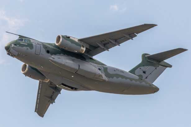 An image of an Embraer KC-390 at the Paris Air Show 2019.