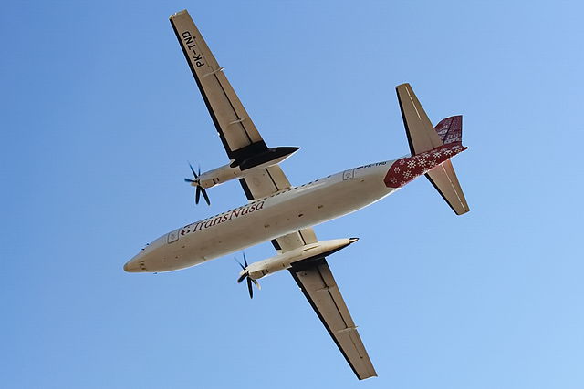 A photo of TransNusa Airplane mid-flight