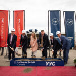From left to right: Corey Hogan (Member of Parliament and Parliamentary Secretary to the Minister of Energy and Natural Resources), Max Schramm (President and CEO of Lufthansa Technik Canada), Mélanie Joly (Minister of Industry, Government of Canada), Joseph Schow (Minister of Jobs, Economy, Trade and Immigration, Government of Alberta), Georg Fanta (Vice President Commercials Engine Services at Lufthansa Technik) and Chris Dinsdale (President and CEO of Clagary Airports)