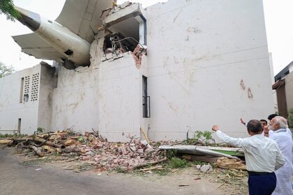Indian Prime Minister Narendra Modi at the Air India crash site