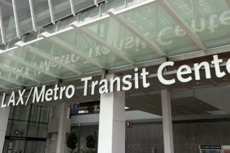 The new LAX Metro Transit Center near Aviation Boulevard and 96th Street in Westchester neighbourhood