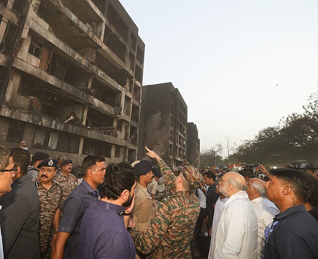 India's Union Minister of homes affairs and cooperation at the Air-India 171 crash site