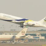 A photo of Trans Nusa COMAC ARJ21-700 taking off