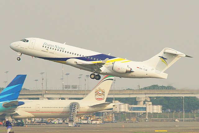 A photo of Trans Nusa COMAC ARJ21-700 taking off