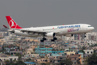A Turkish Airlines A330-300 with a commemorative livery to celebrate Turkish's 300th aircraft.