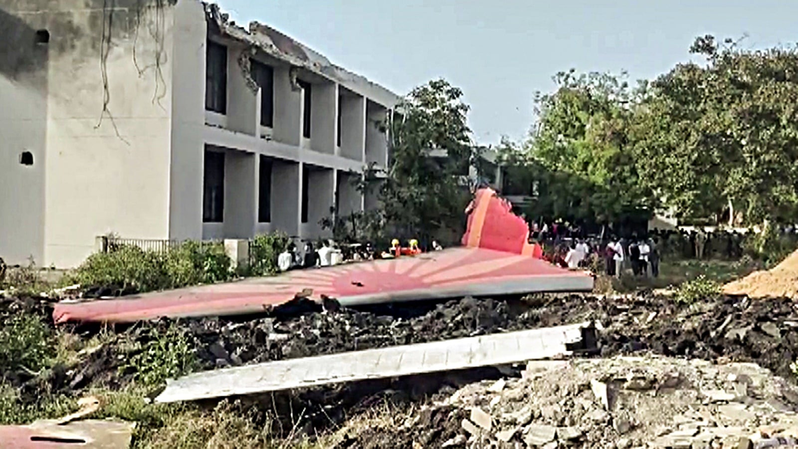 Wing of the crashed Air India's Boeing 787.