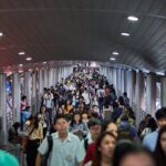 Busy airport passage