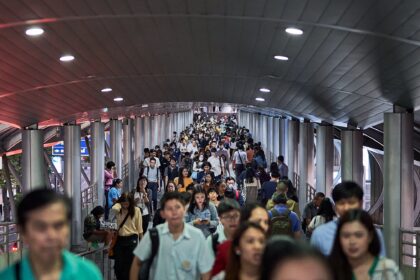 Busy airport passage