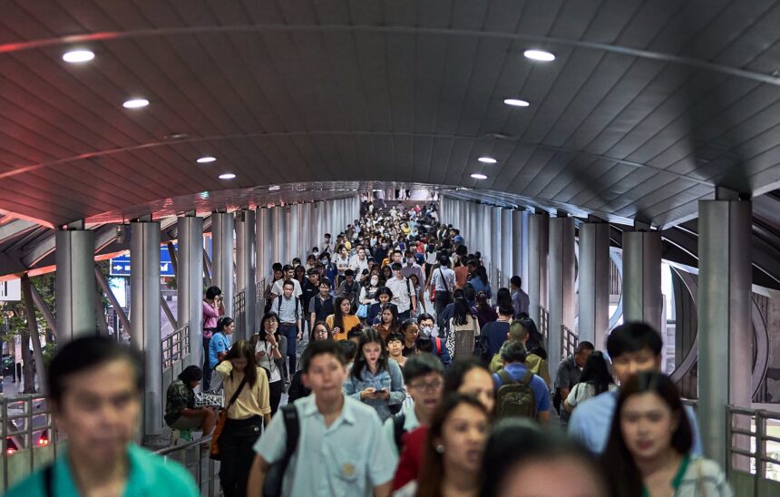 Busy airport passage