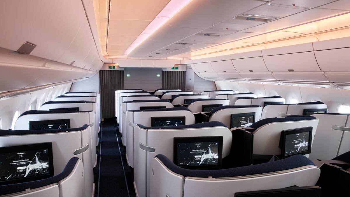 Business class cabin of Finnair.