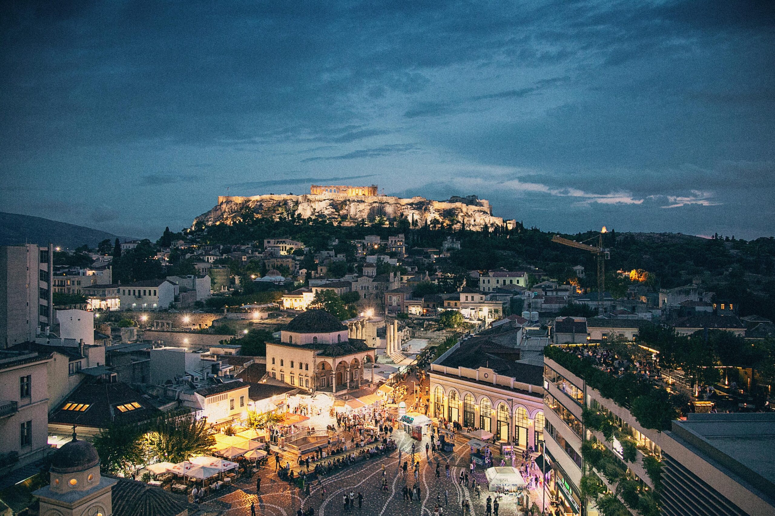 Athens panoramic view at night