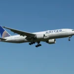 A photo of a United Airlines Airplane mid-flight
