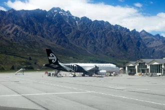 An Air New Zealand Airplane at the Queenstown Airport