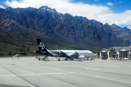 An Air New Zealand Airplane at the Queenstown Airport