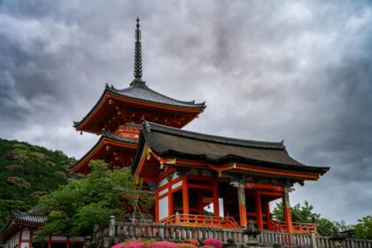 Red Kiyomizu-Dera Temple in Kyoto, Japan