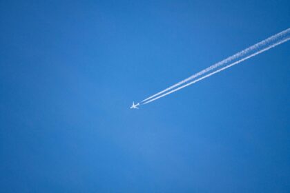 Aircraft flying through the sky