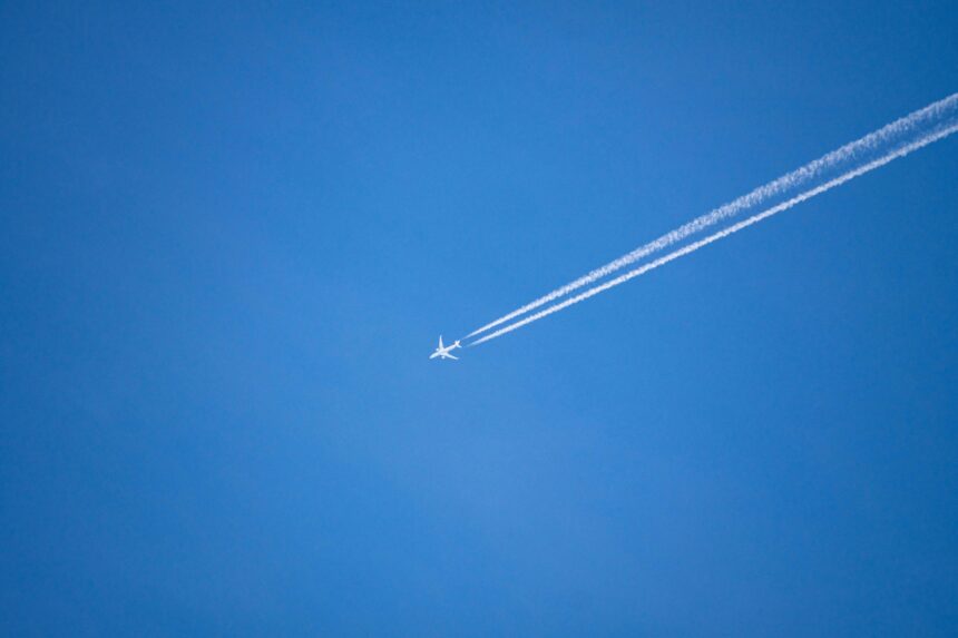 Aircraft flying through the sky