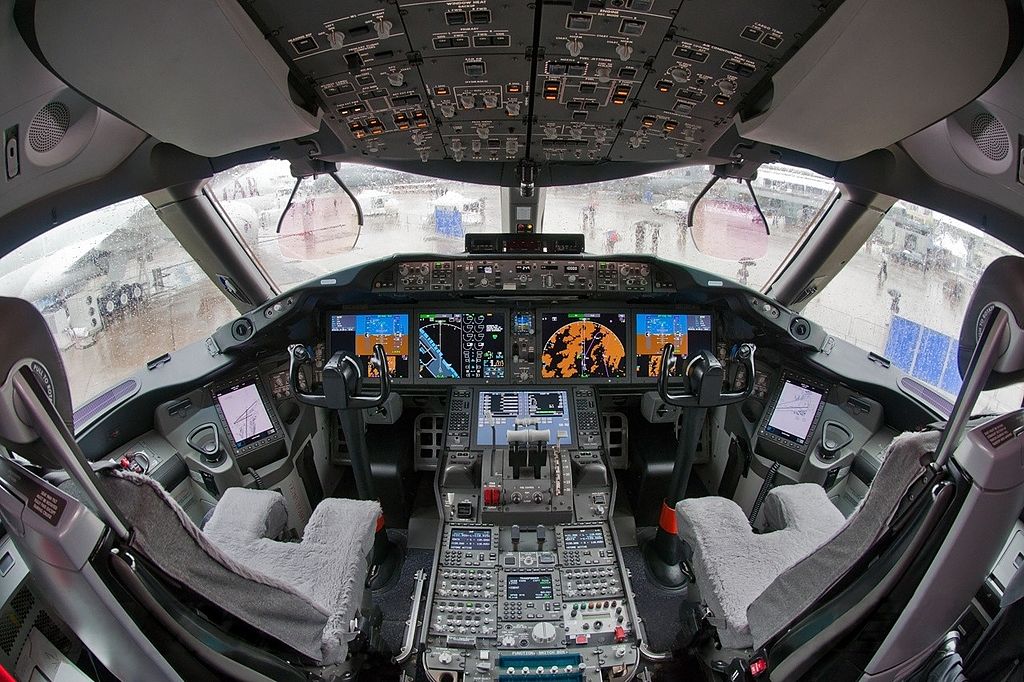 The Boeing 787-8 cockpit.