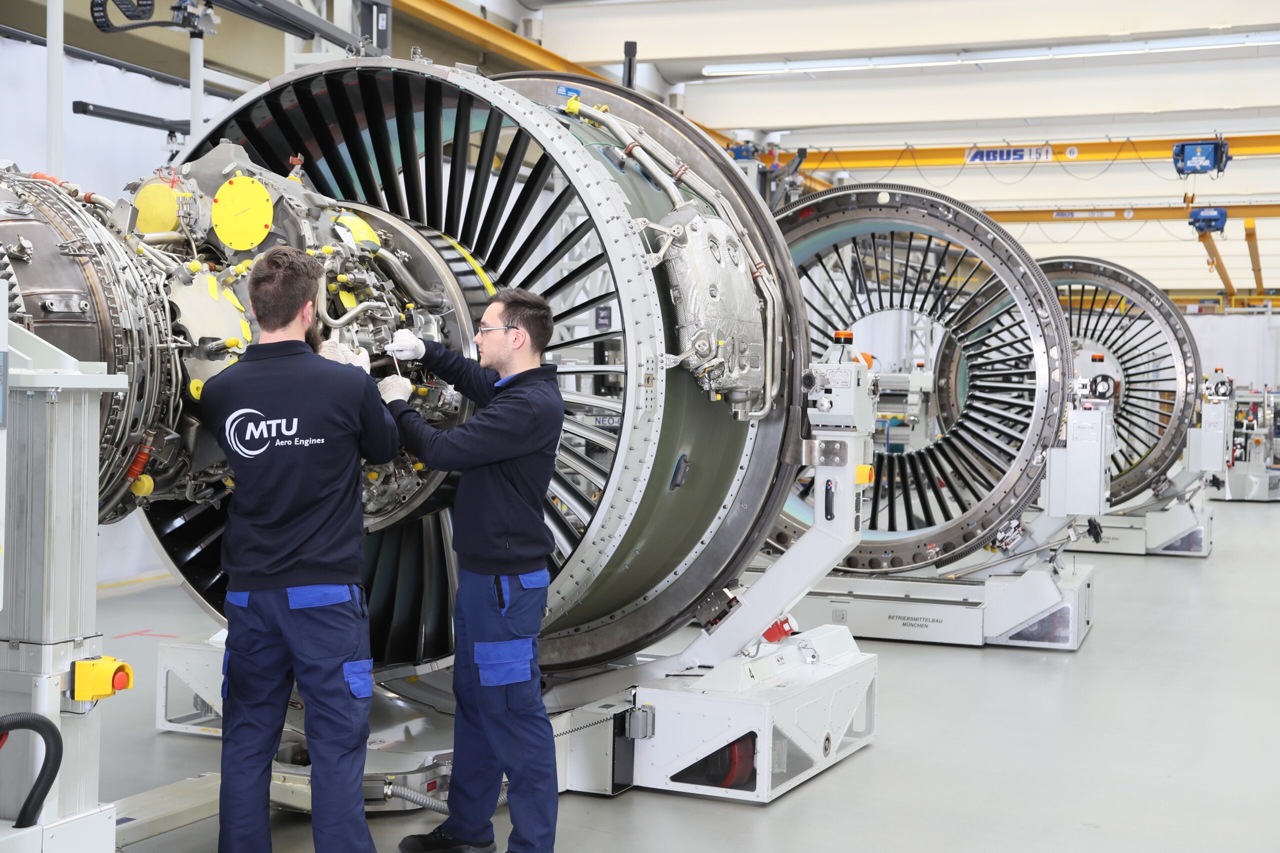 Assembly of Turbofan at MTU Final Assembly Line