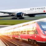 Air Canada aircraft and train
