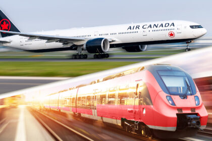Air Canada aircraft and train
