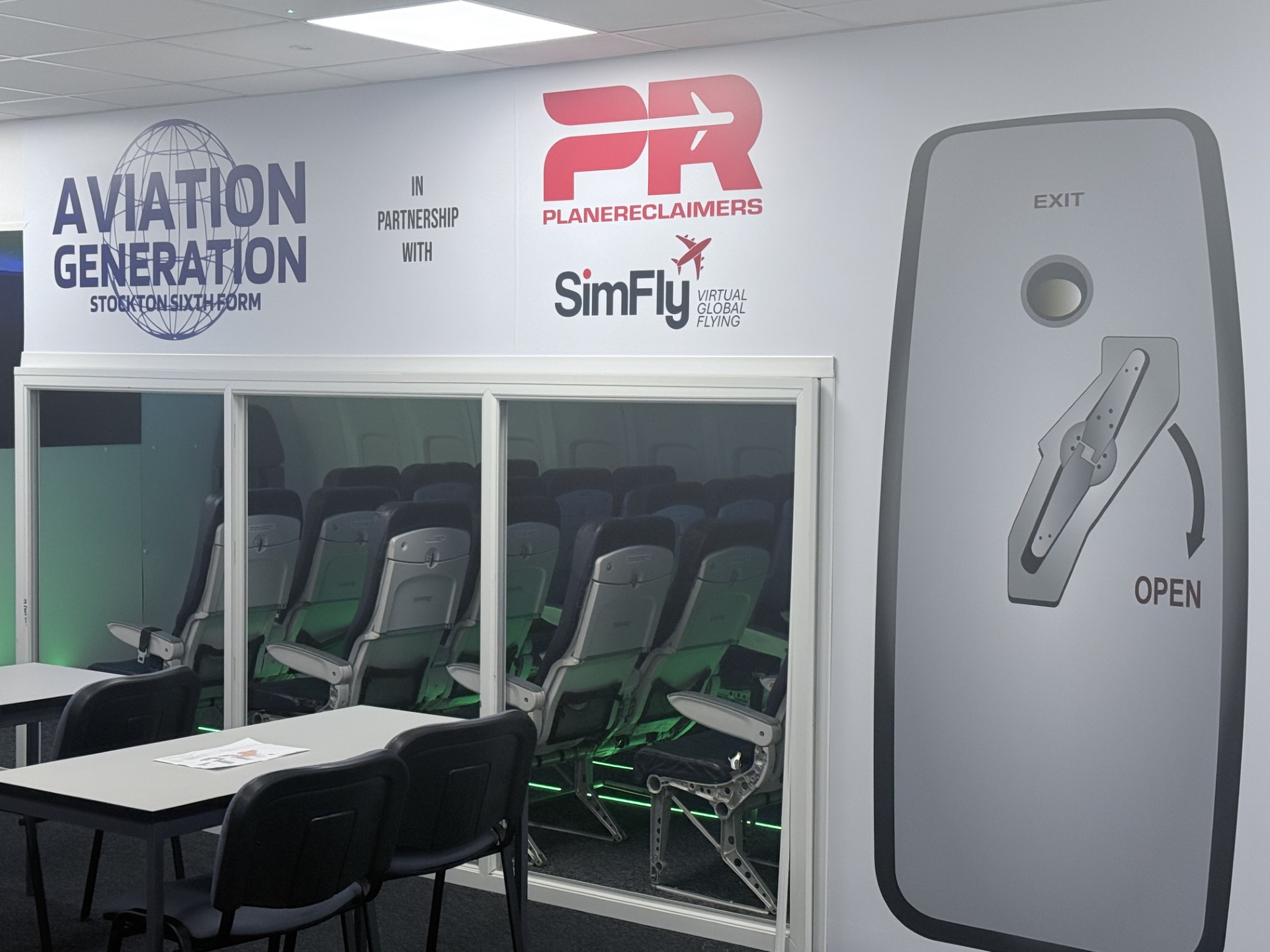 Stockton Sixth Form College's Boeing 737 cabin interior