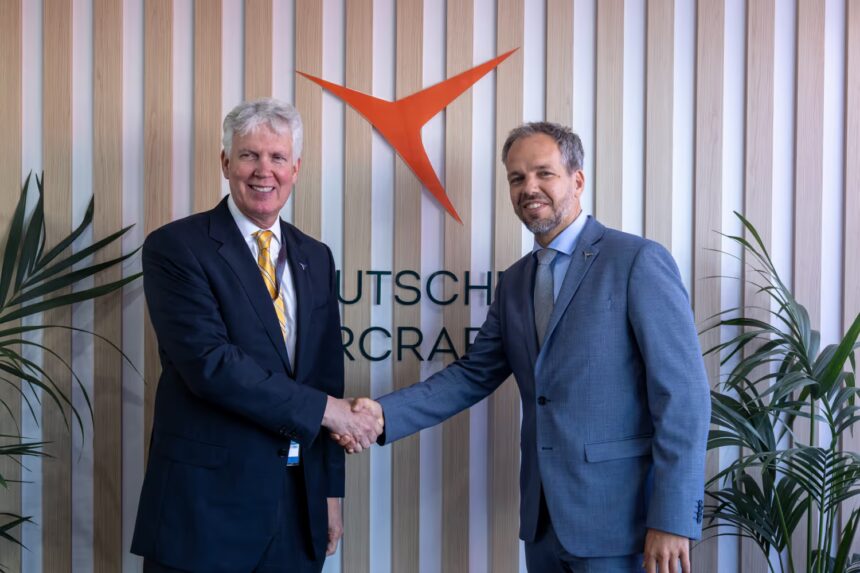 Dan Crowley (Chairman, President and CEO of TRIUMPH) and Nico Neumann (CEO of Deutsche Aircraft)