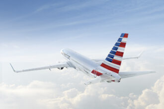 American airlines aircraft in the air