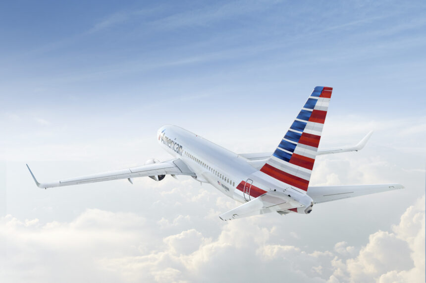 American airlines aircraft in the air