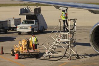 Aircraft being fueled