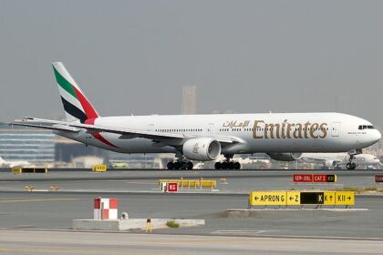 Emirate aircraft on the runway