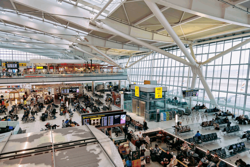 Passenger traffic at Heathrow Airport