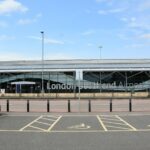 Cars parked in front of the building of London Southend Airport