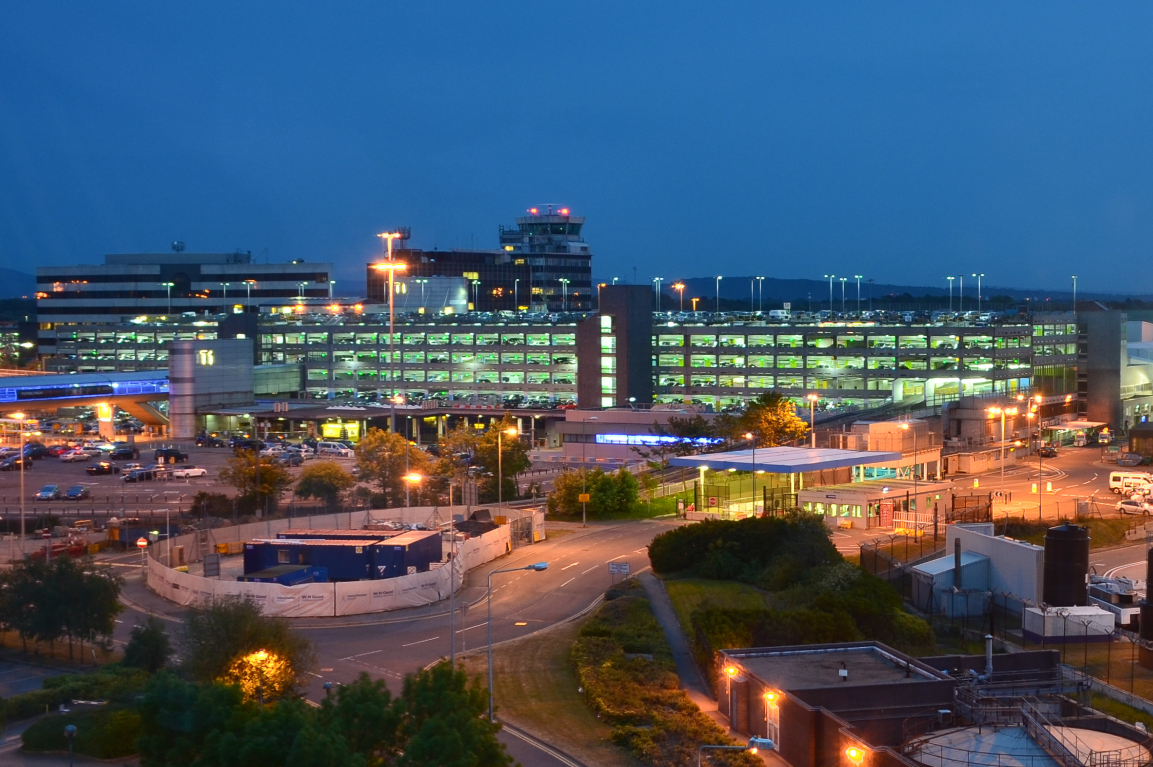 © Manchester Airport at night from hotel window