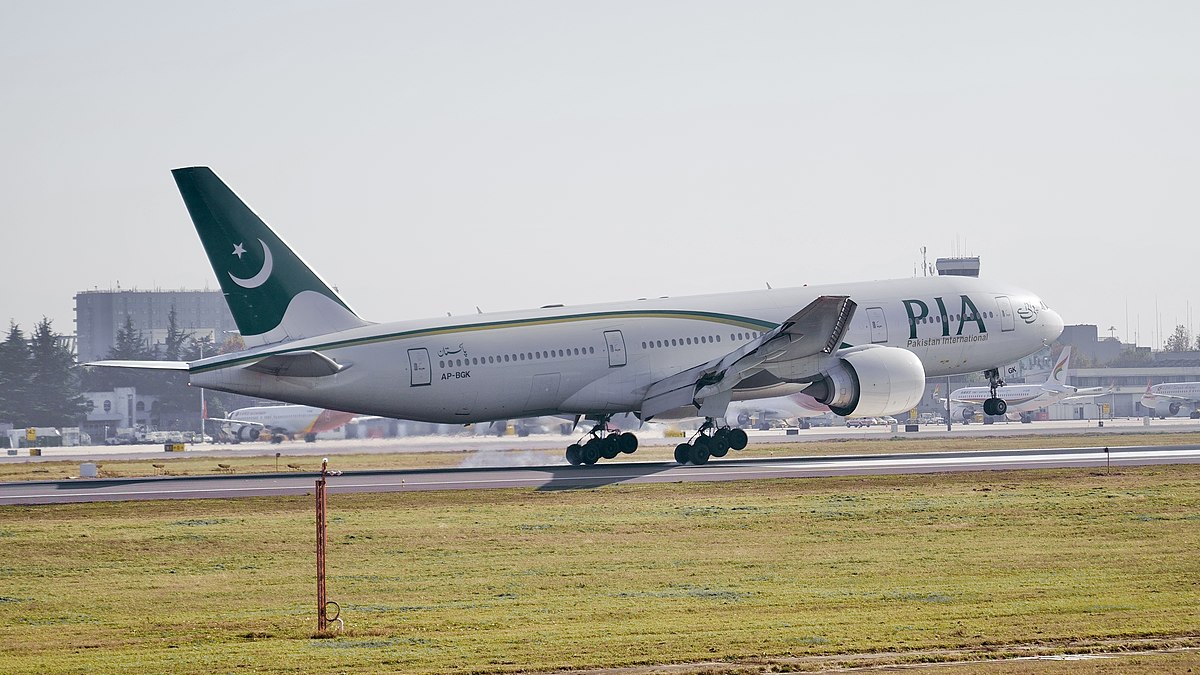 PIA aircraft landing at the Xi'an Xianyang International Airport