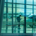 Waiting for a flight while on a phone