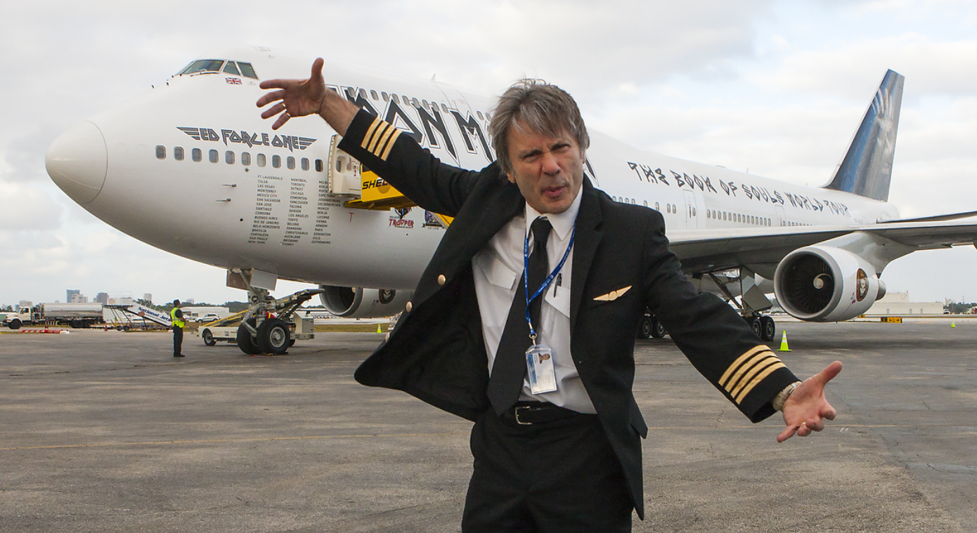 IRON MAIDEN, whose new studio album The Book of Souls, their first for 5 years, was released worldwide on Sept 4, 2015 are taking touring to a new level using a Boeing 747-400 Jumbo Jet (aka Queen of the Skies) for their World Tour starting in Ft.Lauderdale,Florida, USA. Vocalist Bruce Dickinson got his licence to fly the massive four engine jet, which is almost twice the size and over three times the weight of the Boeing 757 used on previous tours.