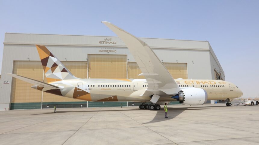 Etihad Airways Boeing jet on tarmac