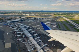 Aerial view of New York JFK Airport, New York City, USA