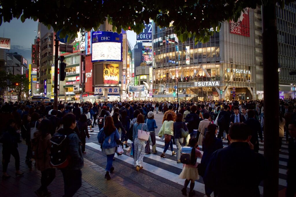 A busy street in Japan