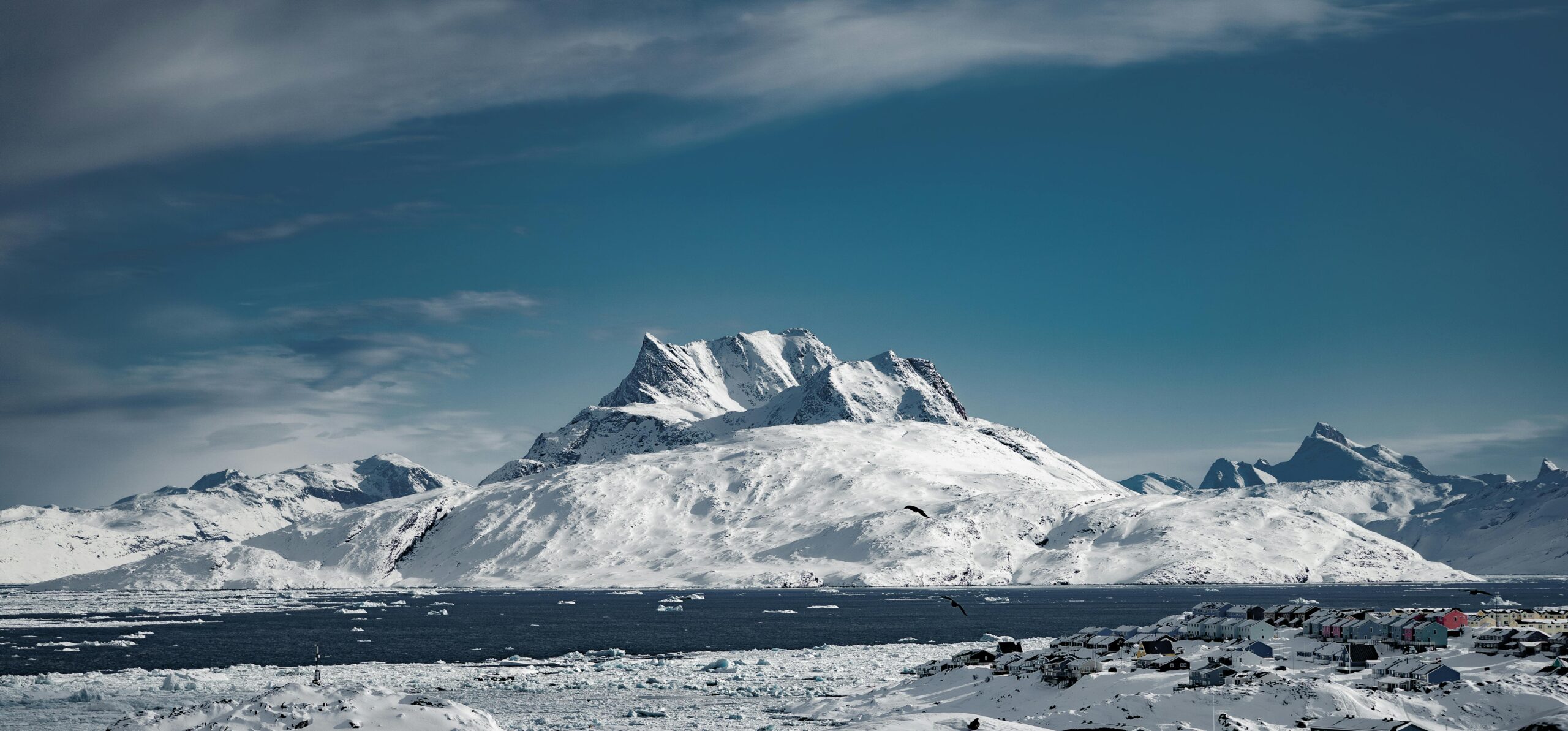 Snow-Covered Mountains in Nuuk, Greenland