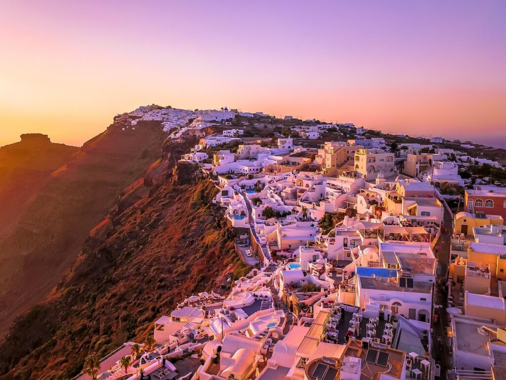 Sunset over Santorini Greece