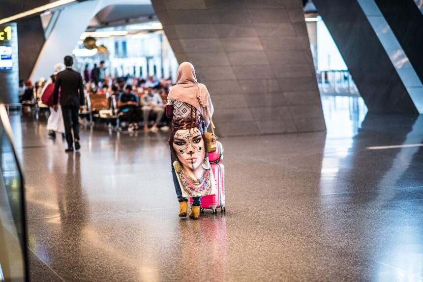 Woman in an airport