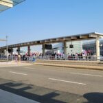 Air Canada flight attendants' picket line at Toronto Pearson International Airport terminal 1 passenger drop-off area.