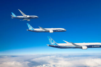 Boeing trails Airbus in aircraft deliveries. This is a Boeing 787 Deamliner aircraft