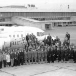 Black and white photo of airBaltic crew